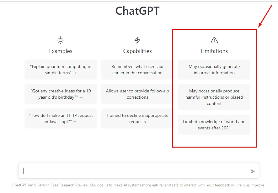 Limitations of Chat GPT