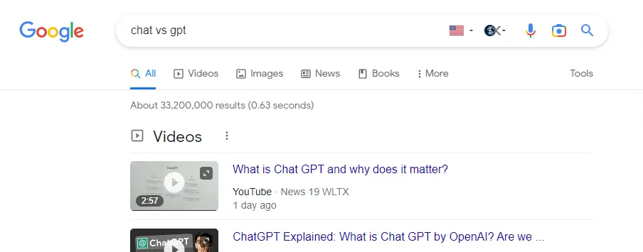 Google Search vs Chat GPT